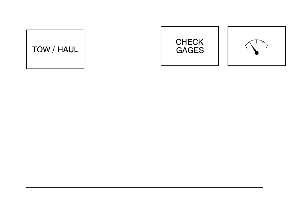 Tow/haul mode light, Check gages warning light | GMC 2005 Savana User Manual | Page 153 / 384