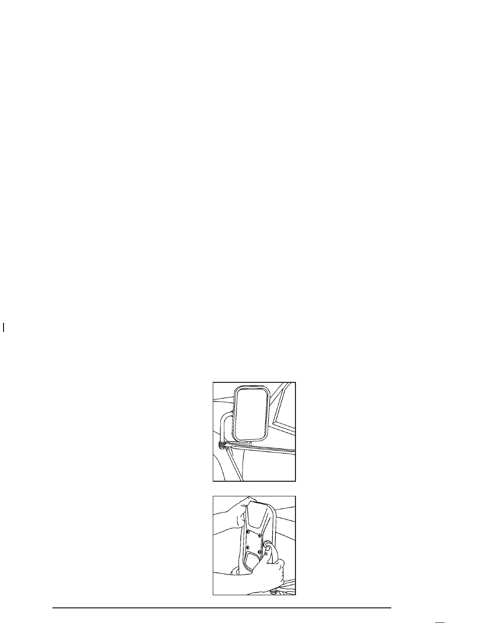 Mirrors, Manual rearview mirror, Outside manual mirror | Outside camper-type mirrors, Mirrors -32 | GMC 2004 Savana User Manual | Page 118 / 398