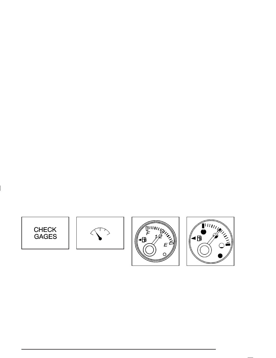 Check gages warning light, Fuel gage, Check gages warning light -41 fuel gage -41 | GMC 2004 Savana User Manual | Page 163 / 398