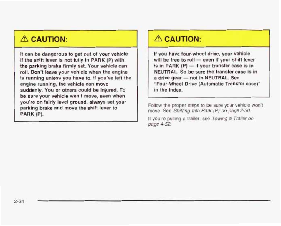 Л caution, Д caution | GMC 2003 Envoy User Manual | Page 103 / 458