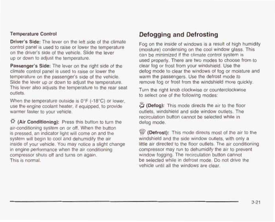 Defogging and defrosting | GMC 2003 Envoy User Manual | Page 146 / 458