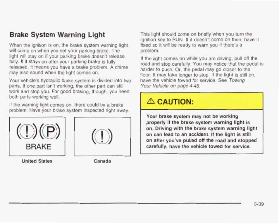 Brake system warning light | GMC 2003 Envoy User Manual | Page 164 / 458