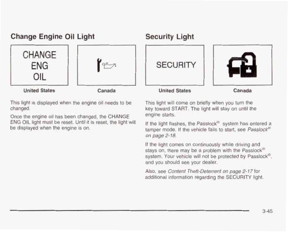 Change engine oil light security light | GMC 2003 Envoy User Manual | Page 170 / 458