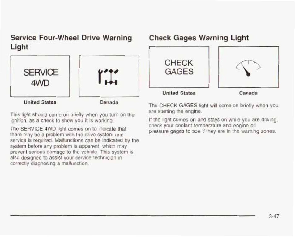 Service four-wheel drive warning light, Service four-wheel drive warning light -47 | GMC 2003 Envoy User Manual | Page 172 / 458