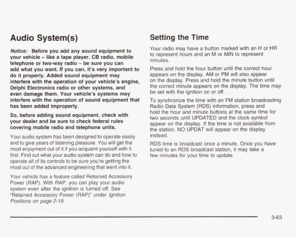 Audio system(s) setting the time | GMC 2003 Envoy User Manual | Page 188 / 458
