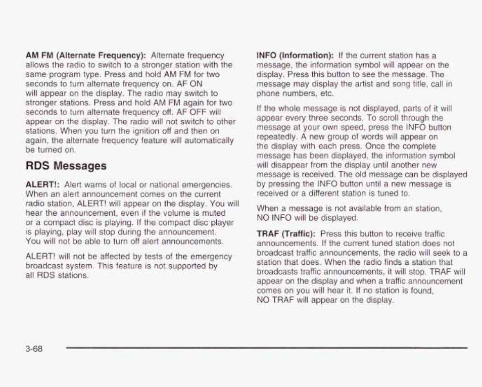 Rds messages | GMC 2003 Envoy User Manual | Page 193 / 458