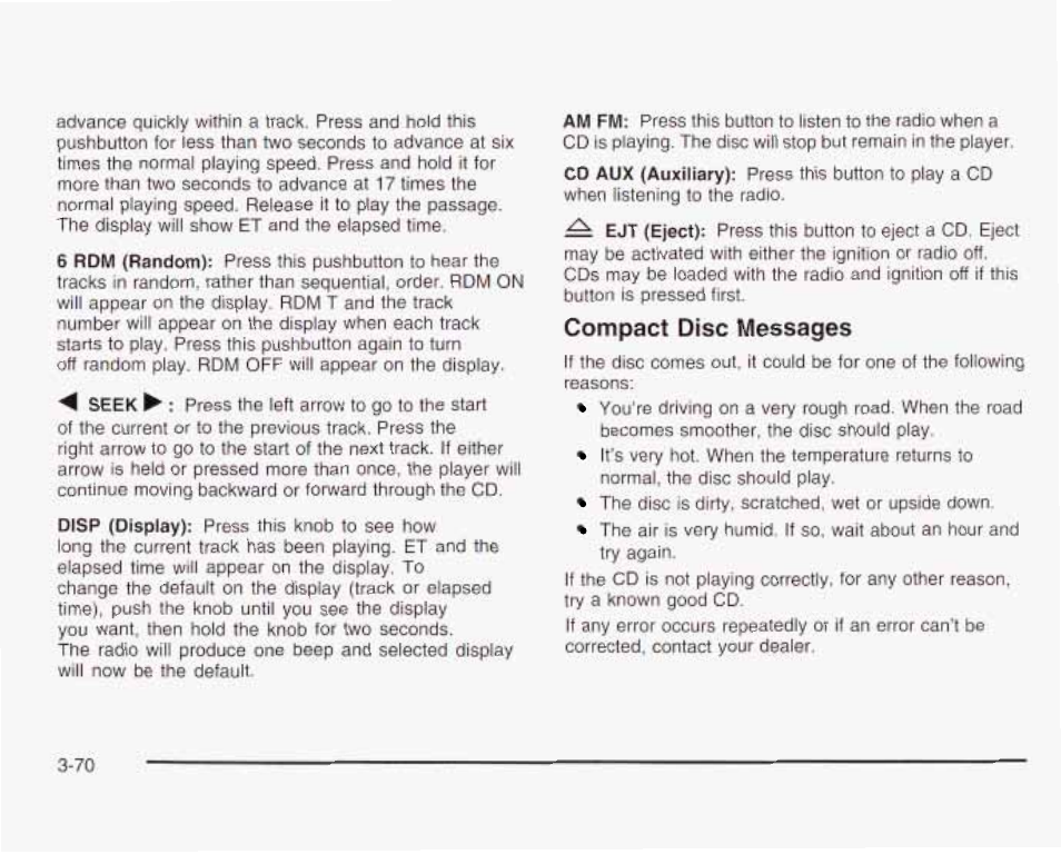 Compact disc messages | GMC 2003 Envoy User Manual | Page 195 / 458