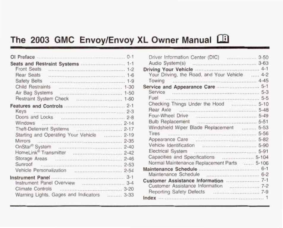 The 2003 gmc envoy/envoy xl owner manual ш | GMC 2003 Envoy User Manual | Page 2 / 458