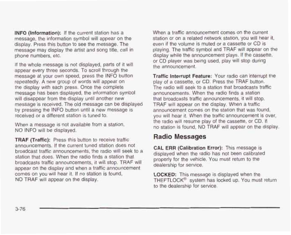 Radio messages | GMC 2003 Envoy User Manual | Page 201 / 458