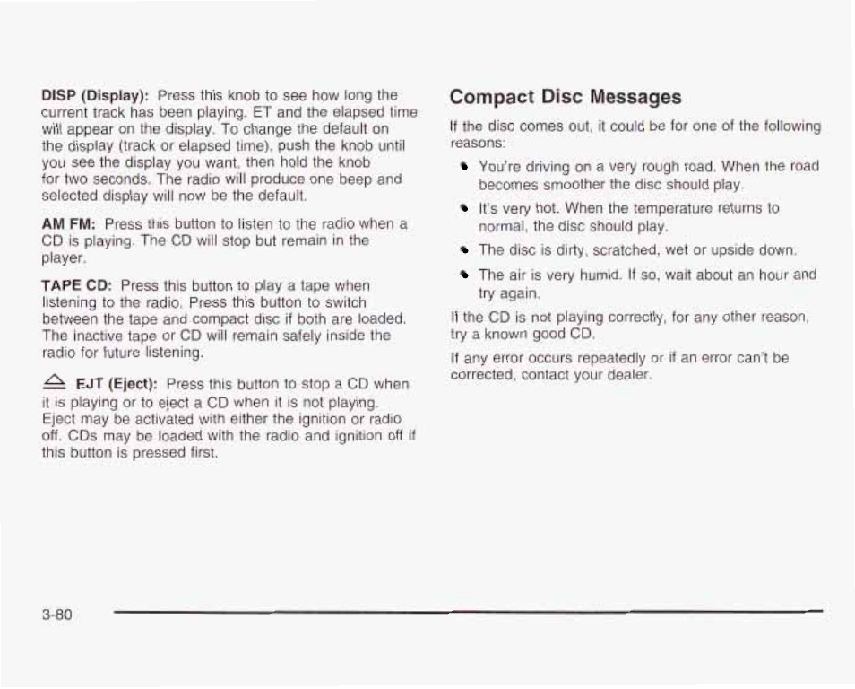 Compact disc messages | GMC 2003 Envoy User Manual | Page 205 / 458