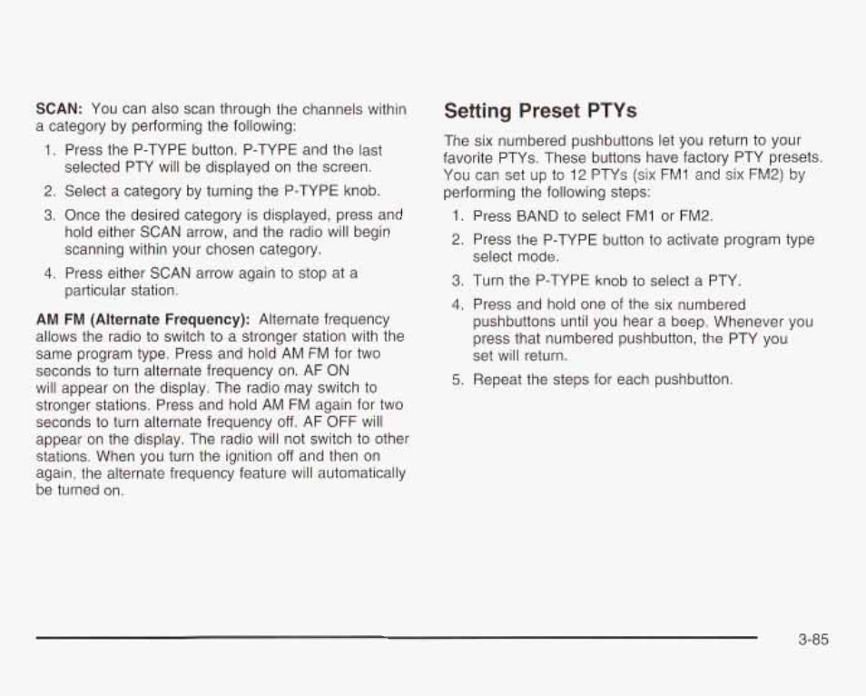 Setting preset ptys | GMC 2003 Envoy User Manual | Page 210 / 458