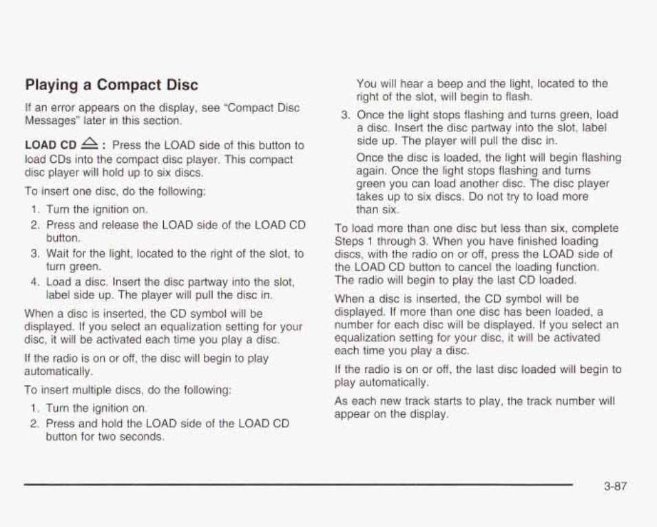 Playing a compact disc | GMC 2003 Envoy User Manual | Page 212 / 458