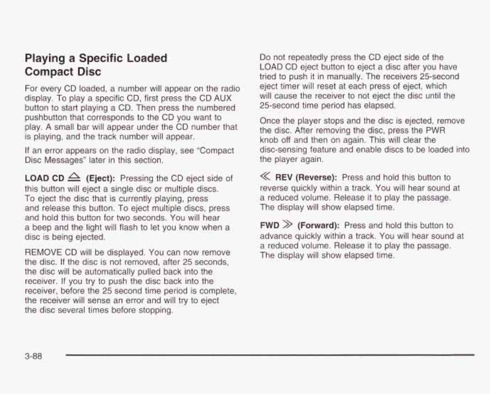 Playing a specific loaded compact disc | GMC 2003 Envoy User Manual | Page 213 / 458
