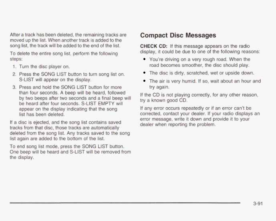 Compact disc messages | GMC 2003 Envoy User Manual | Page 216 / 458