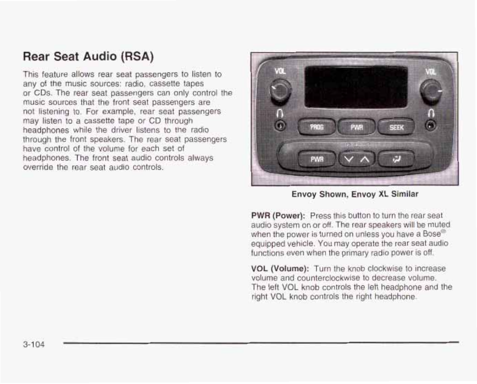 Rear seat audio (rsa) | GMC 2003 Envoy User Manual | Page 229 / 458