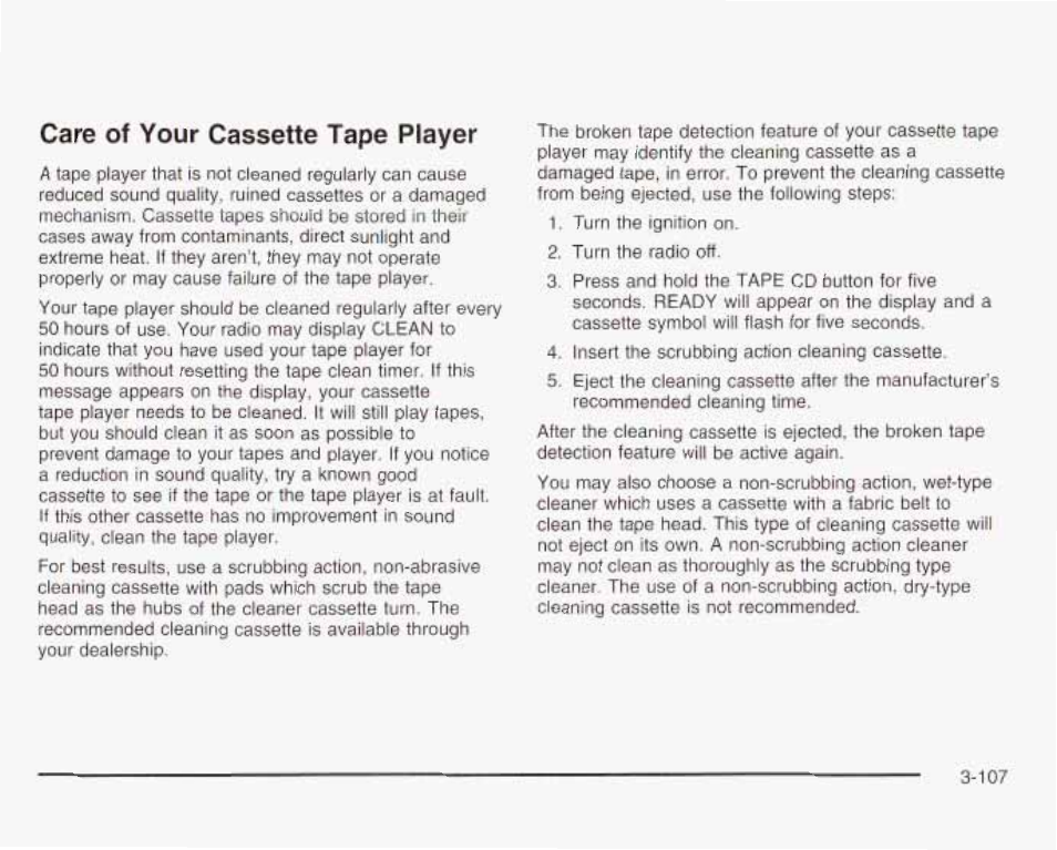 Care of your cassette tape player | GMC 2003 Envoy User Manual | Page 232 / 458