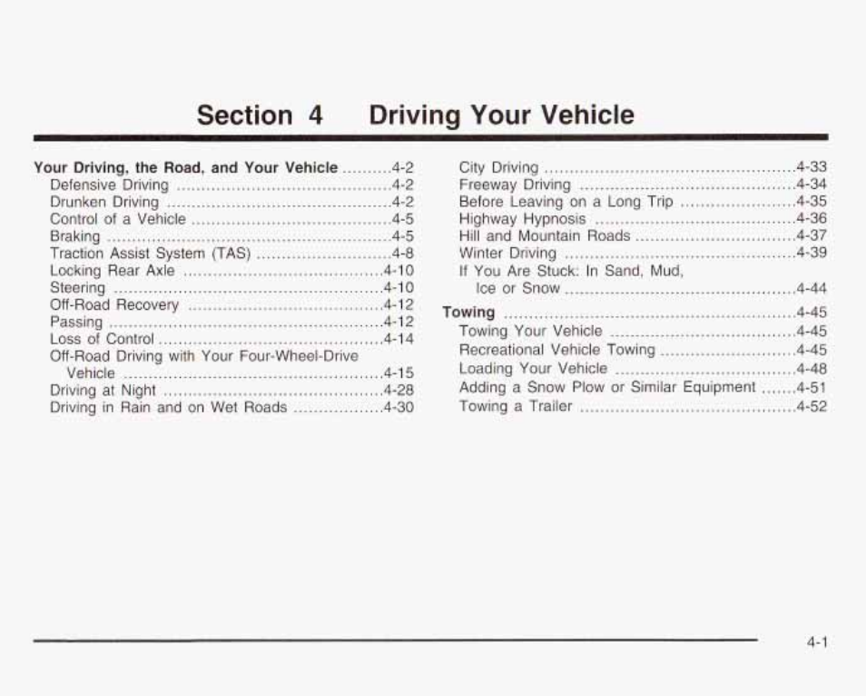 Section 4 driving your vehicle | GMC 2003 Envoy User Manual | Page 234 / 458