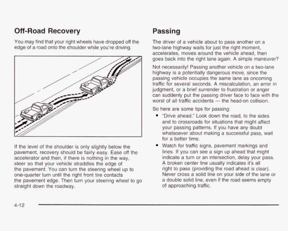 Off-road recovery, Passing | GMC 2003 Envoy User Manual | Page 245 / 458