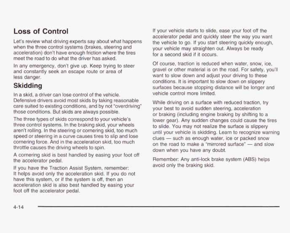Skidding, Loss of control | GMC 2003 Envoy User Manual | Page 247 / 458