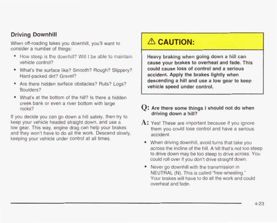 Driving downhill | GMC 2003 Envoy User Manual | Page 256 / 458