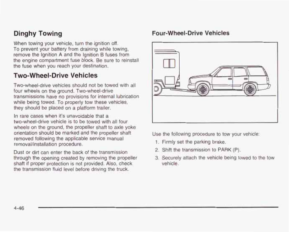 Dinghy towing, Two-wheel-drive vehicles | GMC 2003 Envoy User Manual | Page 279 / 458