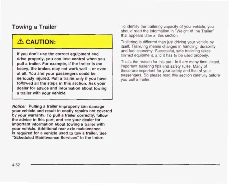 Towing a trailer, Towing a trailer д cauttom | GMC 2003 Envoy User Manual | Page 285 / 458