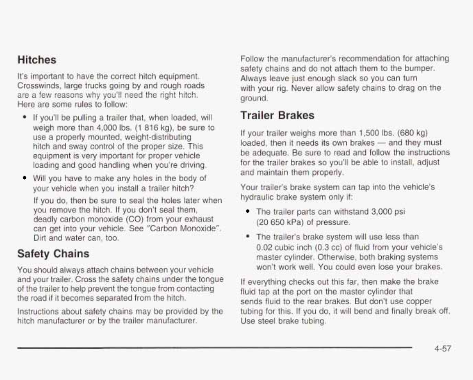 Safety chains, Trailer brakes | GMC 2003 Envoy User Manual | Page 290 / 458