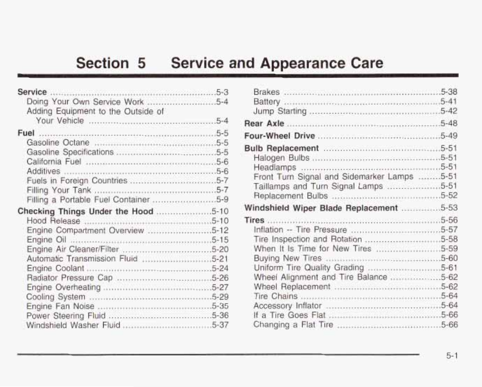 Section 5 service and appearance care | GMC 2003 Envoy User Manual | Page 296 / 458