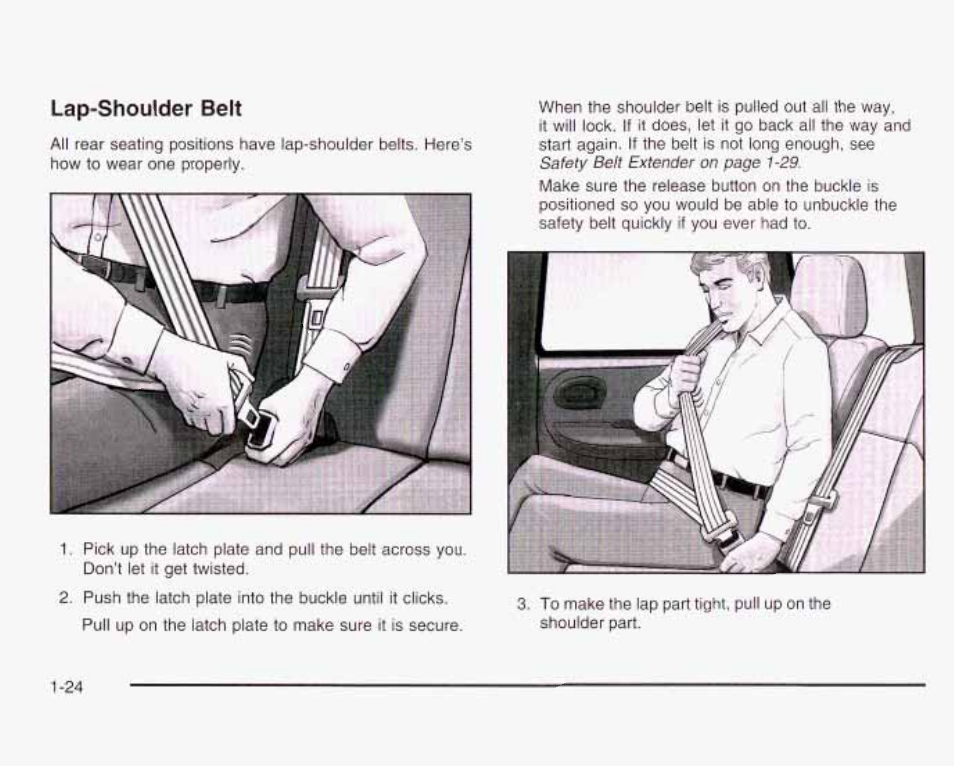 Lap-shoulder belt | GMC 2003 Envoy User Manual | Page 31 / 458