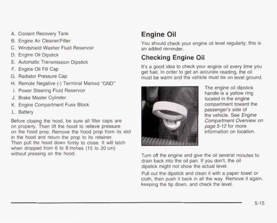 Engine oil, Checking engine oil | GMC 2003 Envoy User Manual | Page 310 / 458
