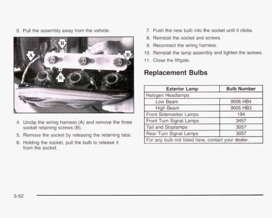 Replacement bulbs | GMC 2003 Envoy User Manual | Page 347 / 458
