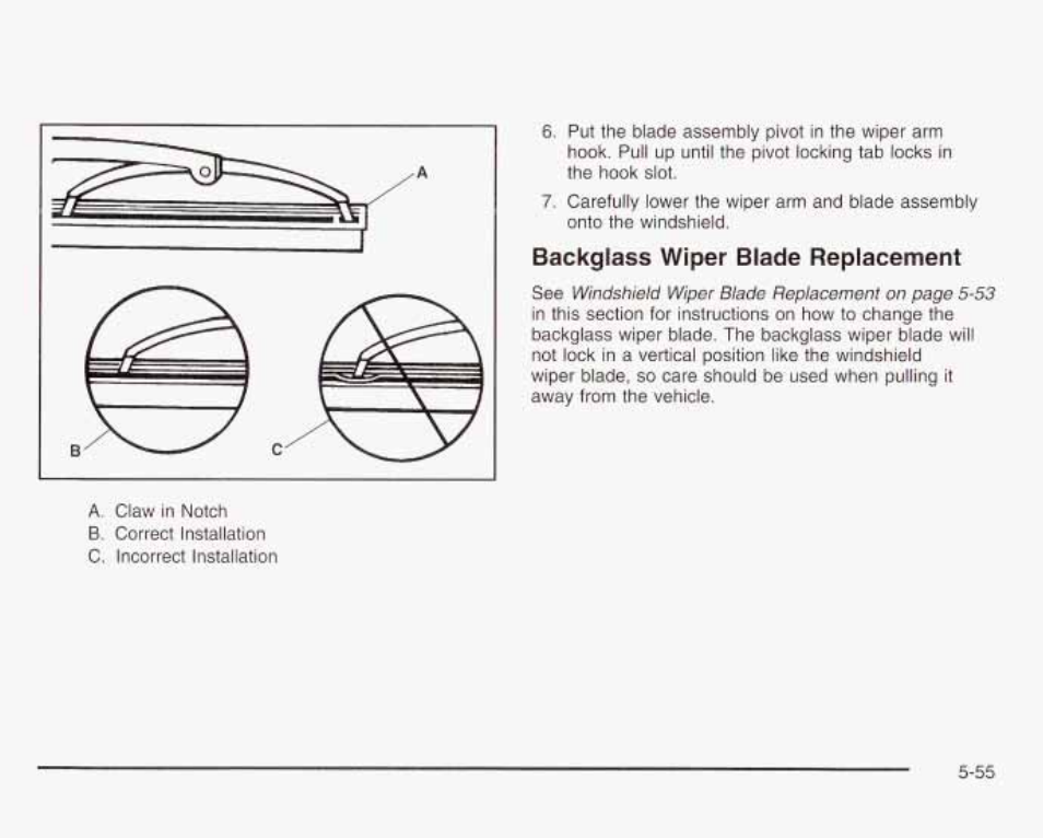 Backgtass wiper btade replacement | GMC 2003 Envoy User Manual | Page 350 / 458