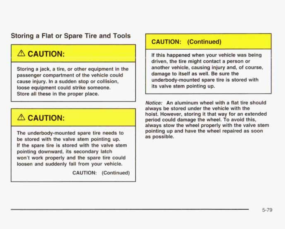 Storing a fiat or spare tire and toois | GMC 2003 Envoy User Manual | Page 374 / 458