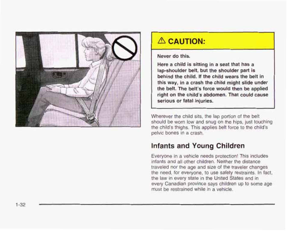 A cauuon, Infants and young children | GMC 2003 Envoy User Manual | Page 39 / 458