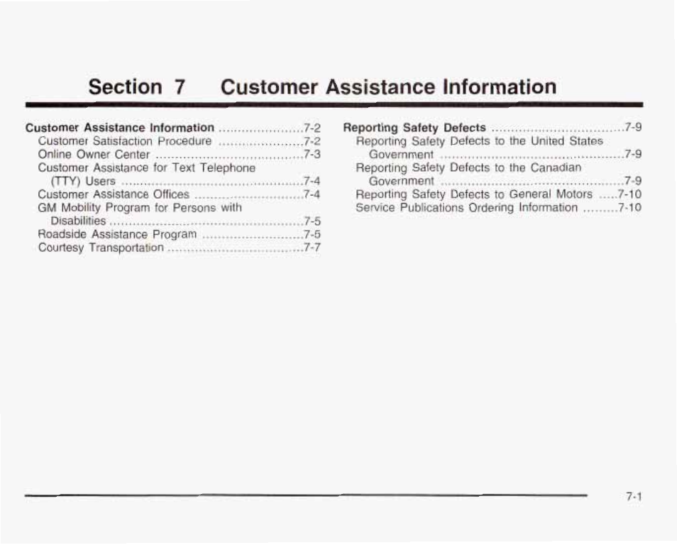 Section 7 customer assistance information | GMC 2003 Envoy User Manual | Page 424 / 458