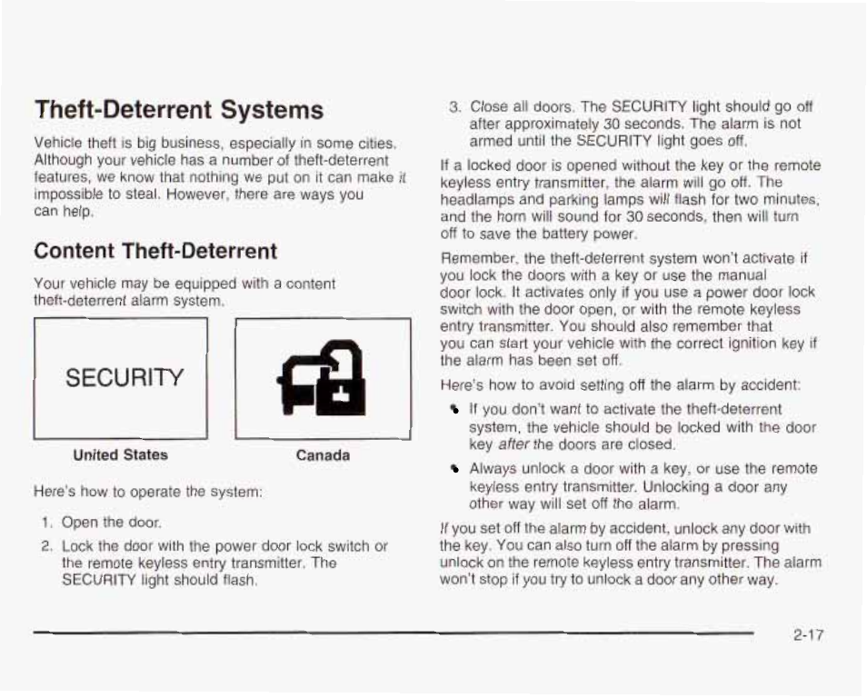 Theft-deterrent systems, Content theft-deterrent, Securipr | GMC 2003 Envoy User Manual | Page 86 / 458