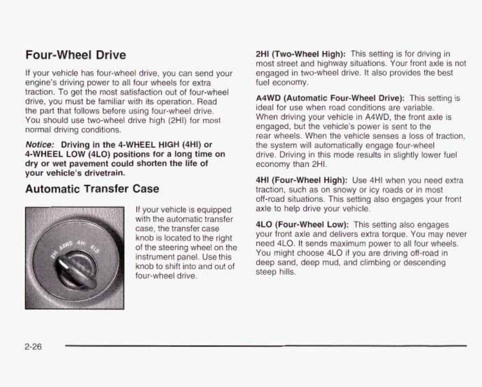 Four-wheel drive, Automatic transfer case | GMC 2003 Envoy User Manual | Page 95 / 458