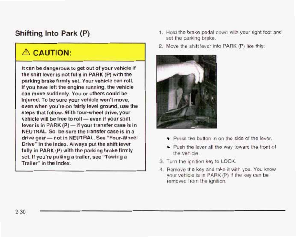 Shifting into park (p), Д caution | GMC 2003 Envoy User Manual | Page 99 / 458