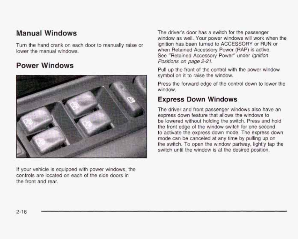 Manual windows, Power windows | GMC 2003 Sierra User Manual | Page 103 / 556