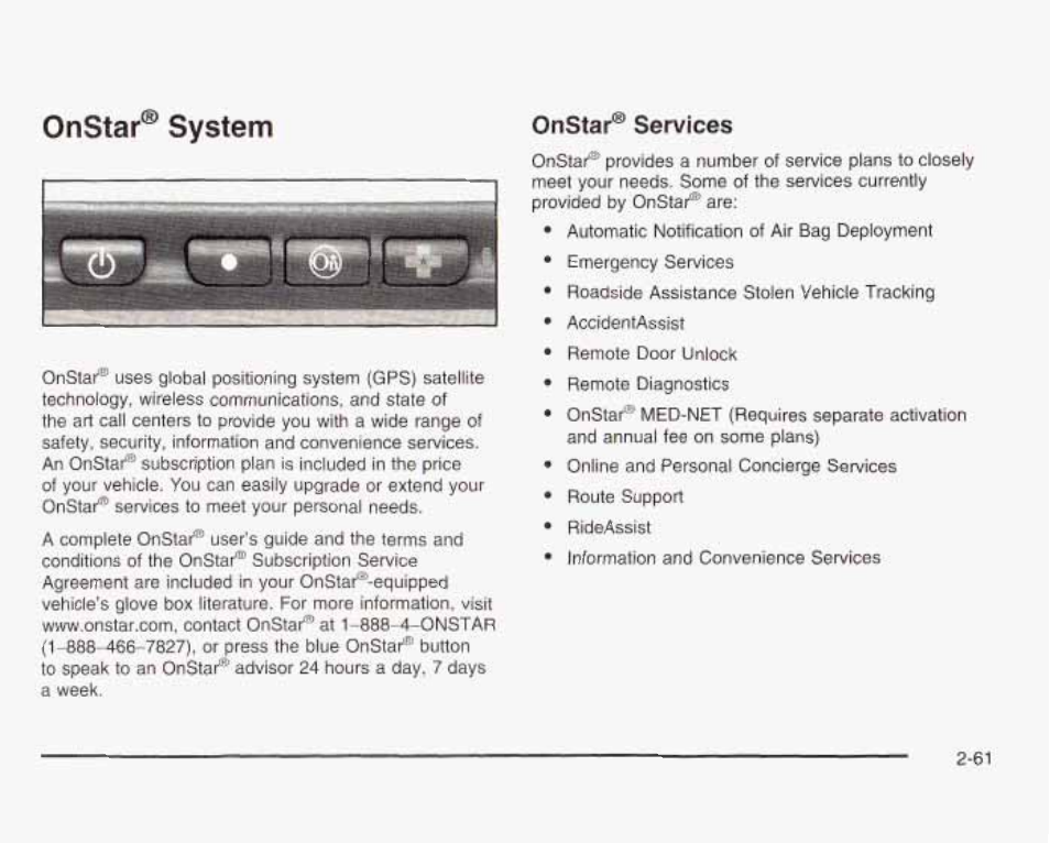 Onstar® system, Onstar® services | GMC 2003 Sierra User Manual | Page 148 / 556