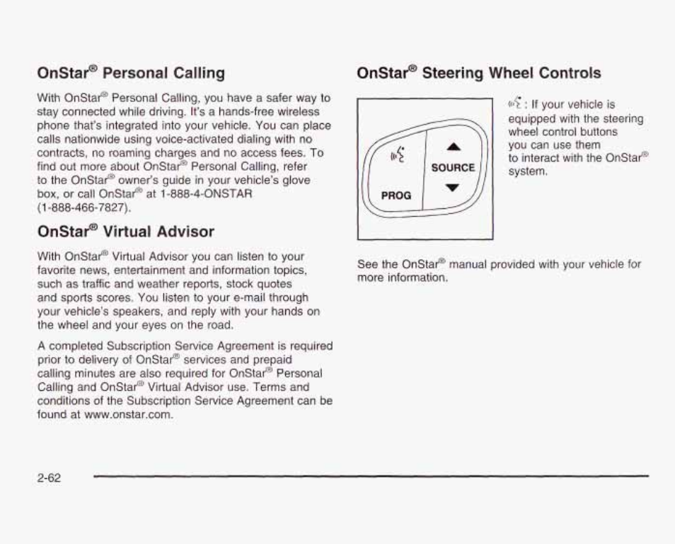 Onstar® personal calling, Onstaj® virtual advisor, Onstaf^ steering wheel controls | GMC 2003 Sierra User Manual | Page 149 / 556