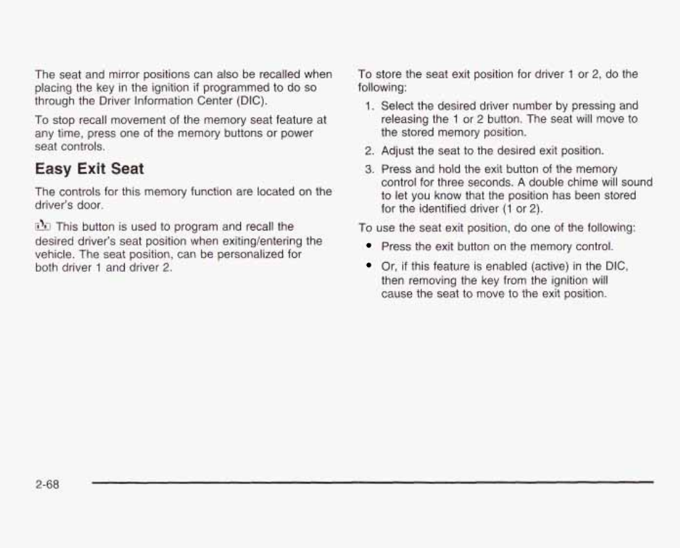 Easy exit seat, Ihis | GMC 2003 Sierra User Manual | Page 155 / 556