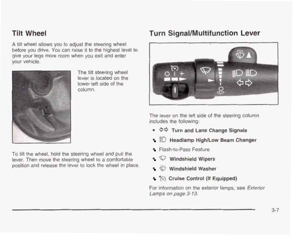 Turn sìgnat/multifunction lever, Tilt wheel turn sìgnat/multifunction lever | GMC 2003 Sierra User Manual | Page 162 / 556