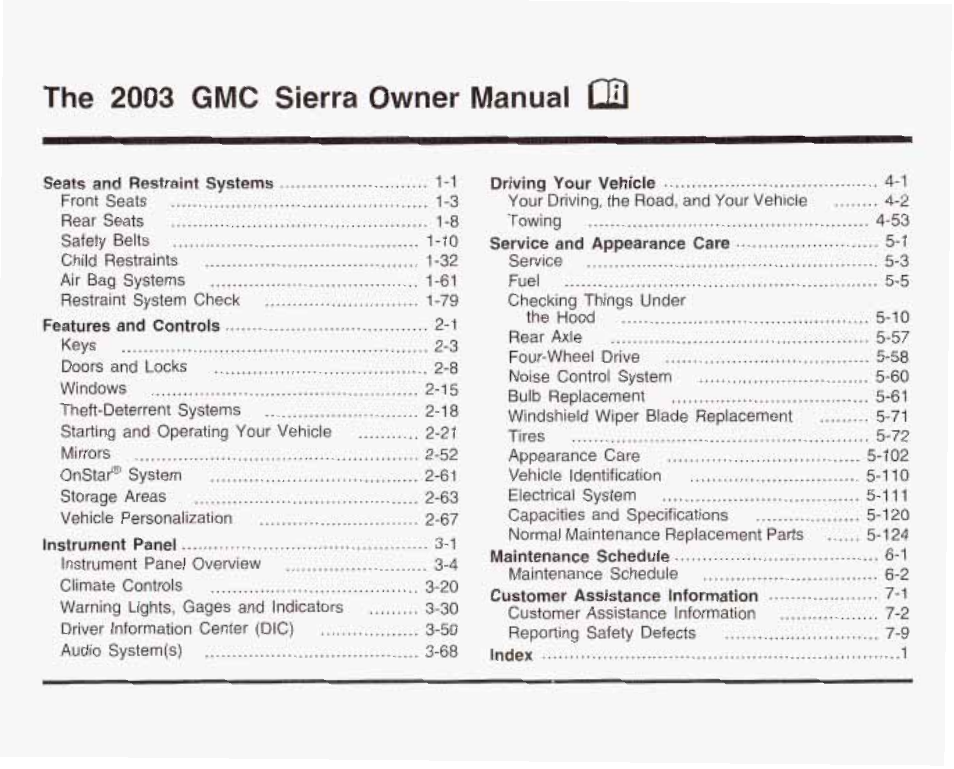 The 2003 gmc sierra owner manual ûd | GMC 2003 Sierra User Manual | Page 2 / 556