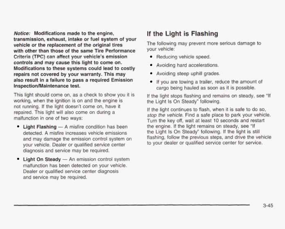 If the light is flashing | GMC 2003 Sierra User Manual | Page 200 / 556