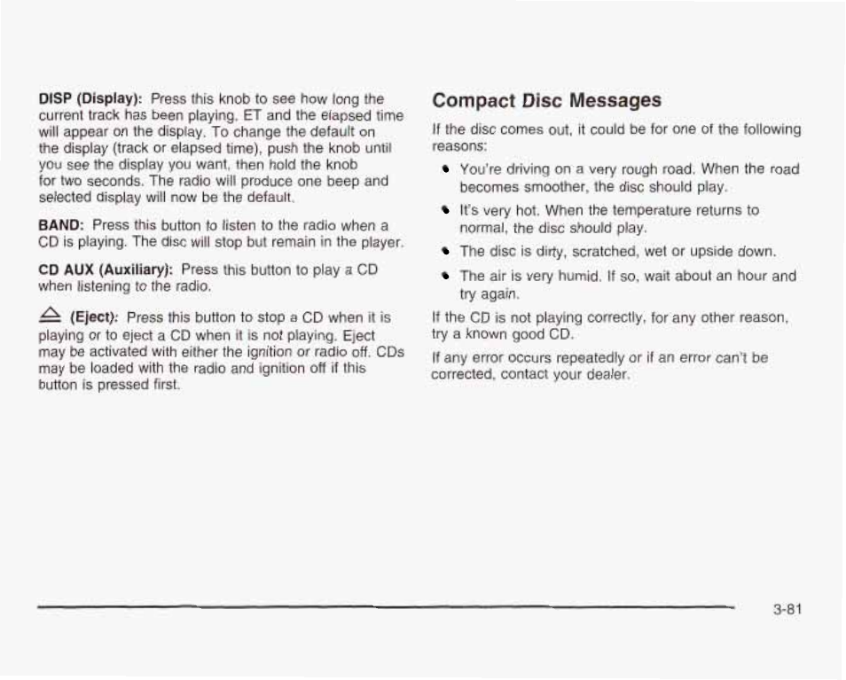 Cpmpact disc messages | GMC 2003 Sierra User Manual | Page 236 / 556