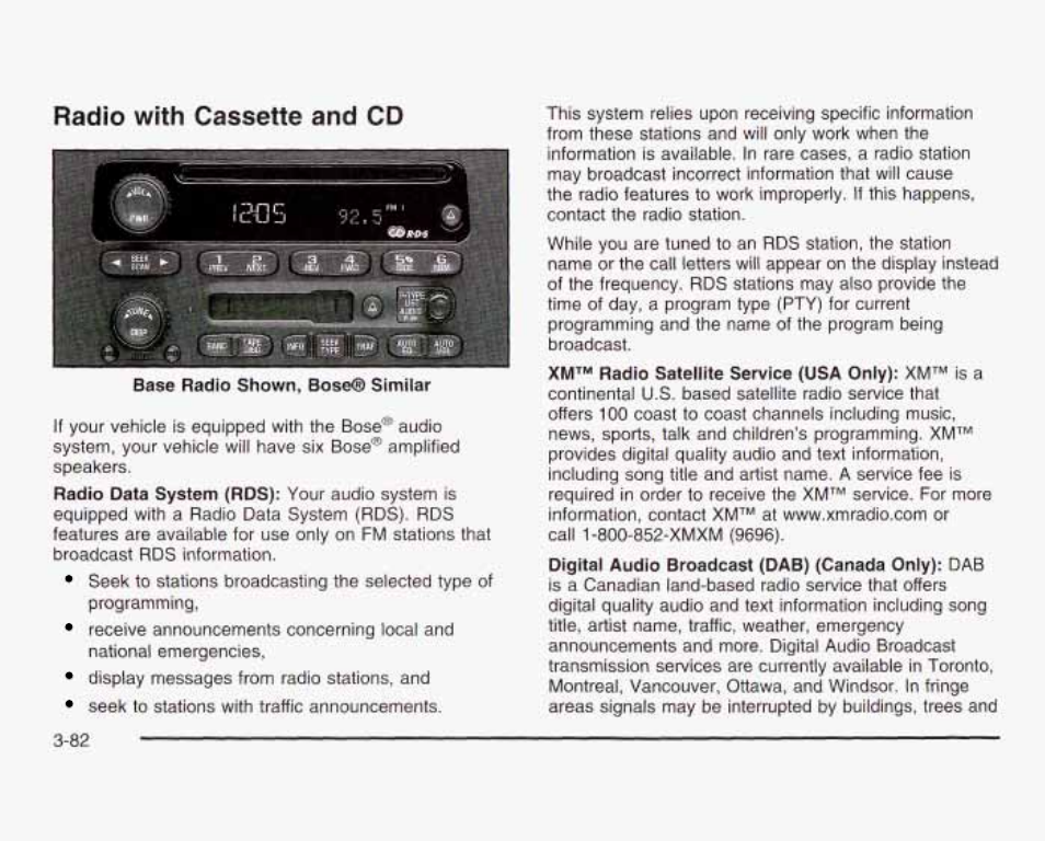 Radio with cassette and cd, Call i^aoo-asi'xmxm fsese) | GMC 2003 Sierra User Manual | Page 237 / 556