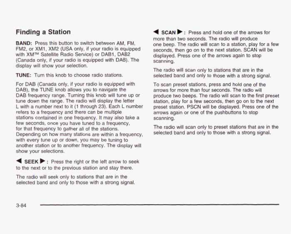 Finding a station | GMC 2003 Sierra User Manual | Page 239 / 556