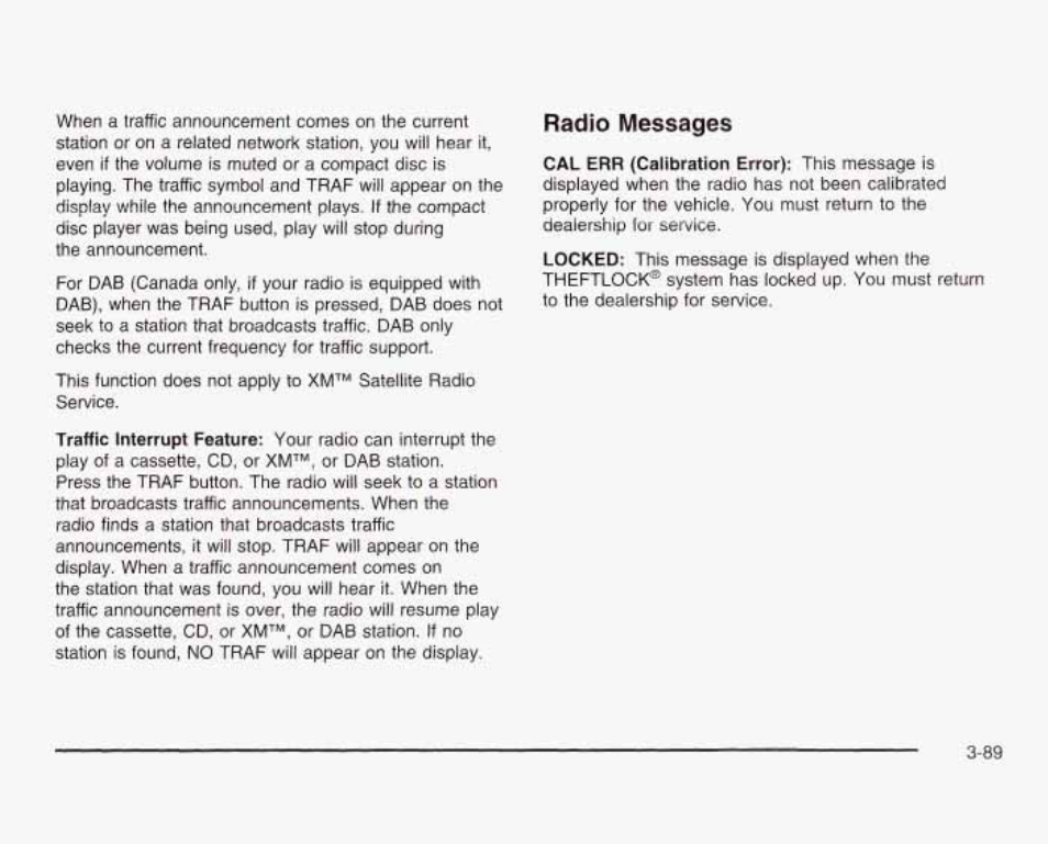 Radio messages | GMC 2003 Sierra User Manual | Page 244 / 556