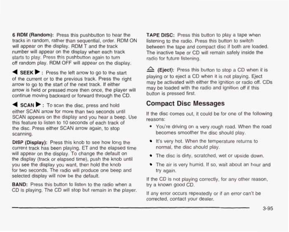 Compact disc messages | GMC 2003 Sierra User Manual | Page 250 / 556